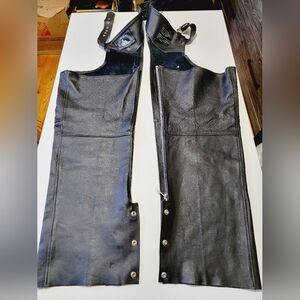NICE XXL HIMALAYA MOTOR BIKE WEAR MEN'S REAL LEATHER‎ CHAPS BLACK SIZE XXL